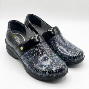 Dansko Black, Turquoise, Lilac, Camellia Leopard Patterned Clogs